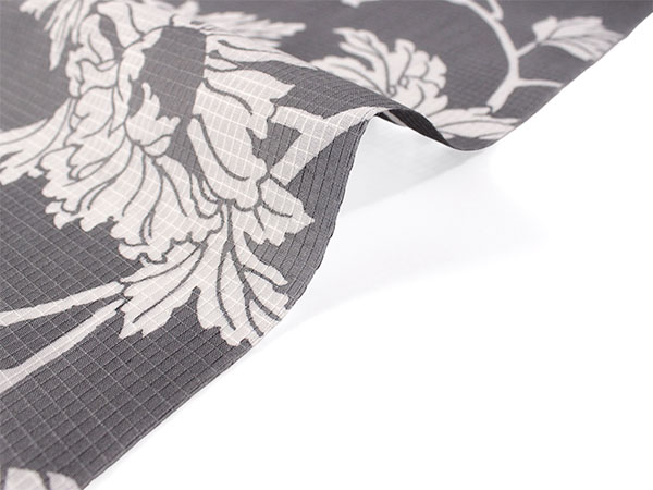 竺仙 浴衣 夏着物 反物 単品 引き染 綿 松煙染小紋 綿紅梅 グレー 花