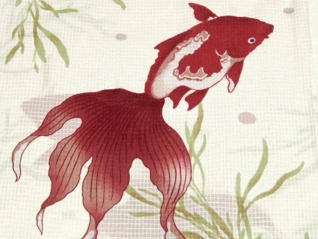 ★高級変わり織り浴衣★優美な金魚柄★赤紅色 粋な古典柄 新品 限定 和装 大正 Amazon.co.jp: 高級変わり織り浴衣 優美な紅金魚柄 赤紅色 粋な古典柄