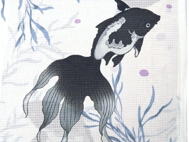 反物　未仕立て　江戸の粋　金魚鉢の金魚　綿紅梅　木綿 新しいスタイル 反物 未仕立て 木綿 綿紅梅 金魚鉢の金魚 江戸の
