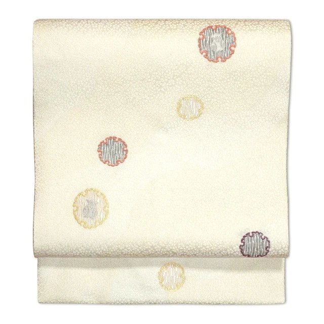 未使用近い　美品　袷　正絹　縮緬　小紋　フルセット　西陣プラチナ箔名古屋帯 なごみや 名古屋帯 正絹 袷用 日本製 正絹西陣織 九寸名古屋帯 六通柄