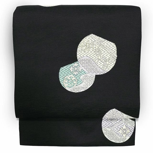 西陣織 正絹 九寸名古屋帯 仕立て上がり 春秋冬用 白色 ベージュ 紫色