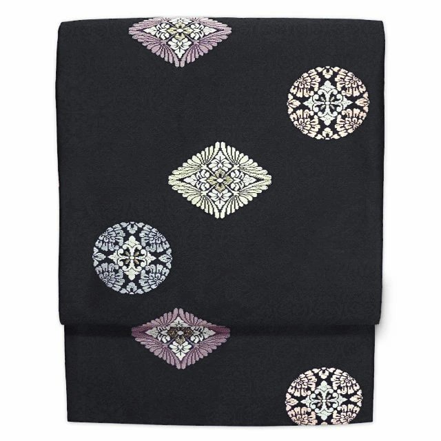 西陣織 正絹 九寸名古屋帯 仕立て上がり 春秋冬用 白色 ベージュ 紫色