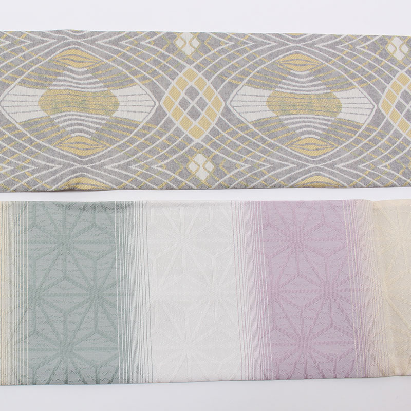 きもの 和 半幅帯 長尺 正絹 リバーシブル 西陣織 大光織物 銀灰色