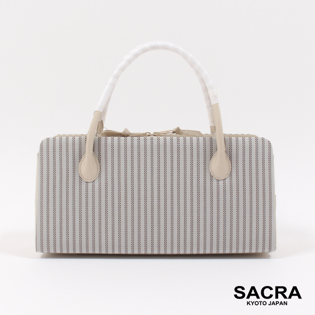 きもの 和 利休バッグ 和小物さくら 正絹 縞模様 グレー×ベージュ