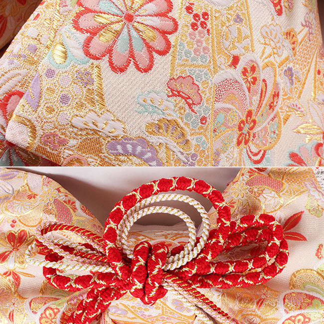 七五三 7歳 特選 結び帯 筥迫セット 菊紋 はこせこ 女の子用 祝い帯