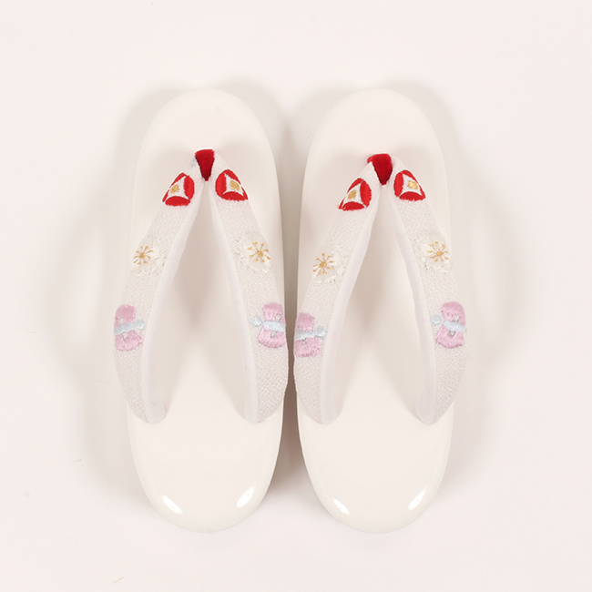 七五三 7歳 草履 バッグ セット 刺繍 正絹 ちりめん 白 鈴文 刺繍鼻緒