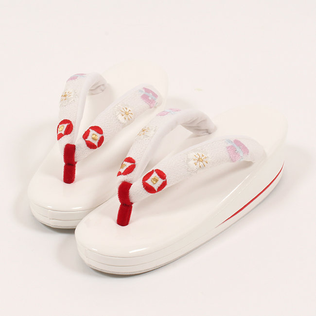 七五三 7歳 草履 バッグ セット 刺繍 正絹 ちりめん 白 鈴文 刺繍鼻緒