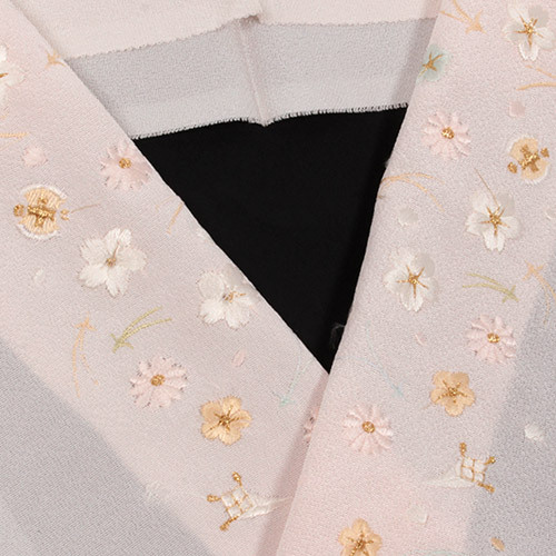 正絹　高級　長襦袢　無双袖仕立　蝶刺繍半襟　籠網目文　✨トールさんも✨ 正絹 高級 長襦袢 無双袖仕立 蝶刺繍半襟 籠網目文 ✨トールさんも✨