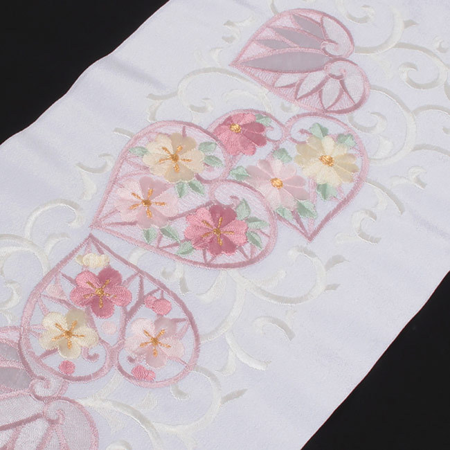 5k772 長襦袢　正絹　単衣　振袖用　刺繍　ピンク　白　花柄　和装　着物 5k772 長襦袢 正絹 単衣 振袖用 刺繍 ピンク 白 花柄 和装 着物