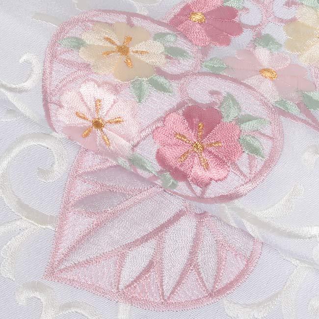 5k772 長襦袢　正絹　単衣　振袖用　刺繍　ピンク　白　花柄　和装　着物 5k772 長襦袢 正絹 単衣 振袖用 刺繍 ピンク 白 花柄 和装 着物