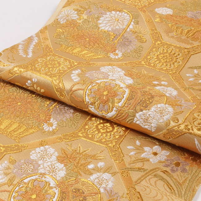 きもの 和 袋帯 梅垣織物 西陣織 正絹 フォーマル 春秋格天井文 金