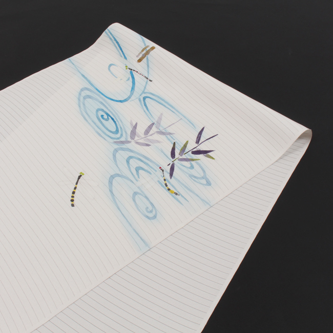 【専用】つけ帯 夏物 絽 正絹 手描友禅 塩瀬 中古 枇杷 一重太鼓so342 きもの 和 夏帯 手描き友禅 染帯 京友禅 絽塩瀬帯 水辺トンボ文 白鼠地