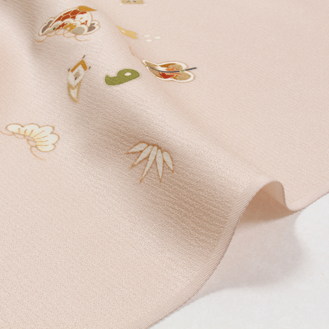 きもの 和 付け下げ 付下げ 着尺 手描き京友禅 正絹 ピンクベージュ色