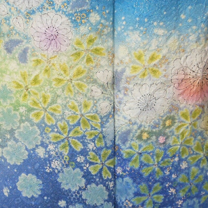 振袖 身長157-172cm 水色　辻が花　正絹 振袖 身長157-172cm 水色 辻が花 正絹