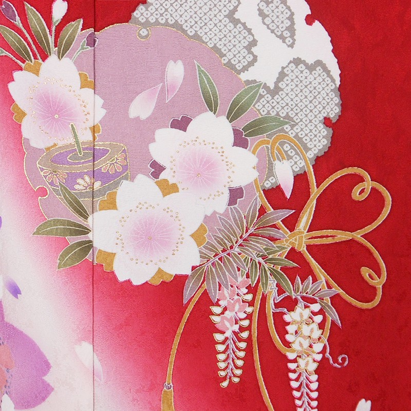 赤 桜の花柄 振袖 Sサイズ 振袖 レンタル フルセット 赤 レッド 柄