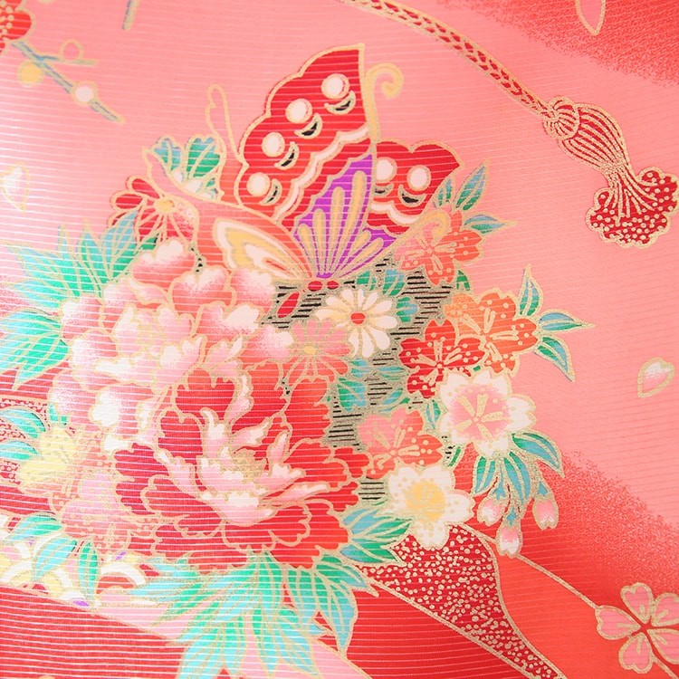 夏物】女児産着レンタル【絽/赤/御所車と蝶と花】お宮参り 初着 祝着 7
