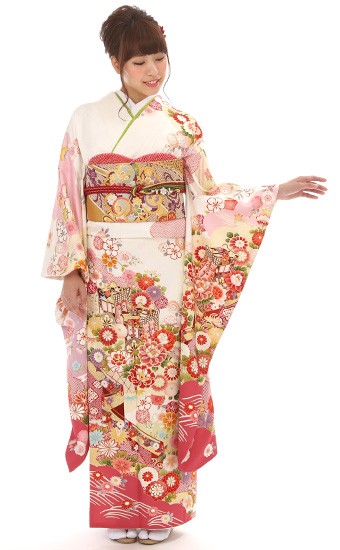 振袖レンタル 小さいサイズ 小柄 正絹 シンプル fg-304b フルセット