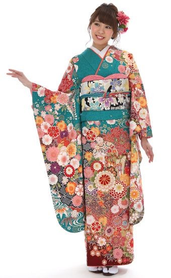 振袖レンタル 小さいサイズ 小柄 正絹 fg-326b フルセット一式 着物