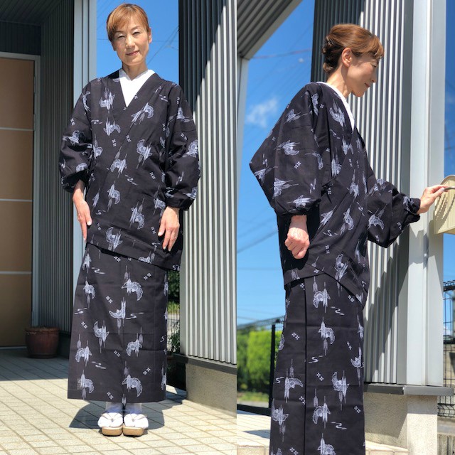 着物　道中着　水屋着　塵よけ　うわっぱり　エプロン　引っ張り 着物 道中着 水屋着 塵よけ うわっぱり エプロン 引っ張り