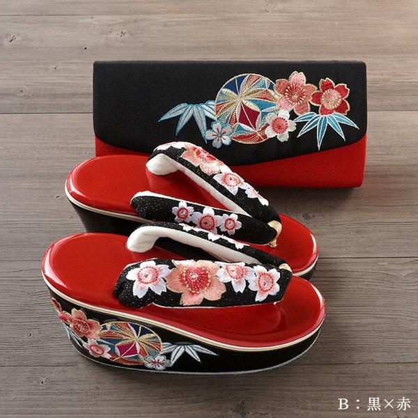 振袖 草履 バッグ セット IKKO モデル 厚底 ヒール レディース 桜 刺繍 