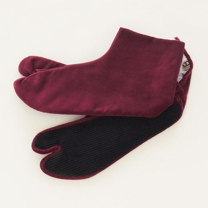 暖かい 足袋 冬 別珍足袋 女性 赤紫色 4枚こはぜ 22.5cm〜24.5cm 選べる5サイズ 日本製 足袋 あったか