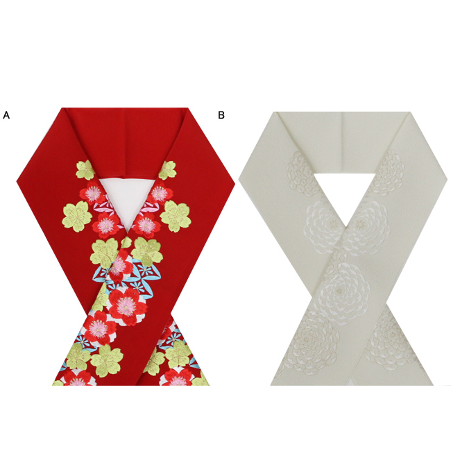 kimono cafe レンタル Sランク 振袖 刺繍半衿 豪華な刺しゅう