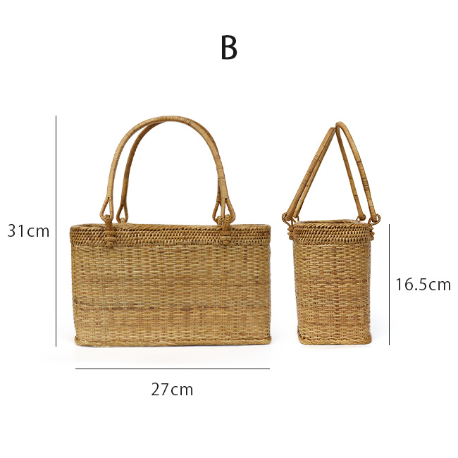 31センチ@アタ製 かごバッグ 円筒型 蓋付き 伝統工芸 kimono cafe（キモノカフェ） 【30％OFF対象品】大人 訳あり アタ かご