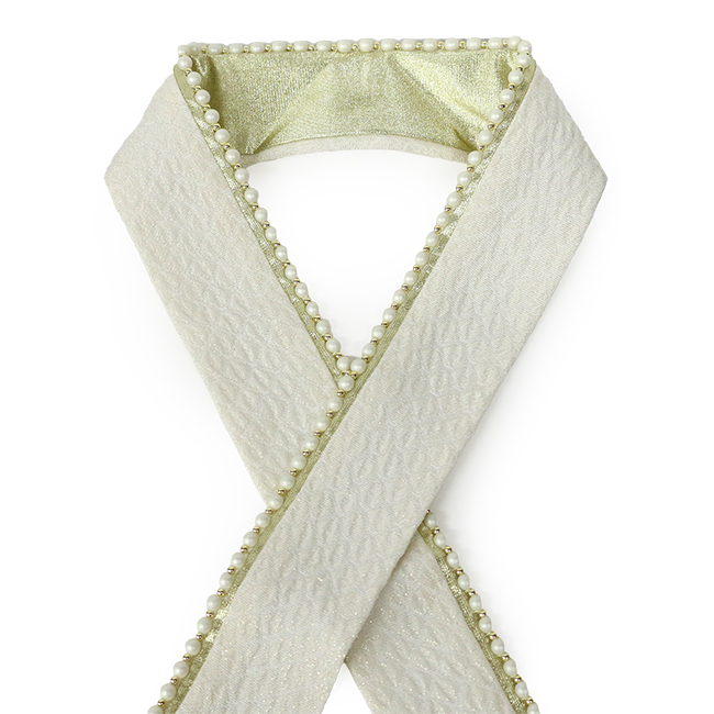 kimono cafe（キモノカフェ） 振袖 重ね衿 パール&ラメ 白 ゴールド 黒