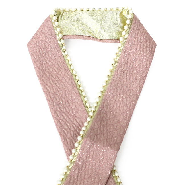 kimono cafe（キモノカフェ） 振袖 重ね衿 パール&ラメ 白 ゴールド 黒