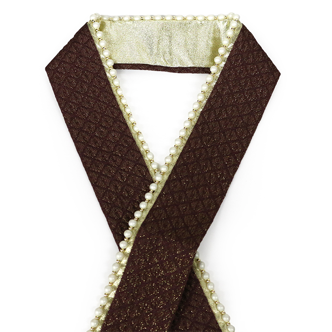 kimono cafe（キモノカフェ） 振袖 重ね衿 パール&ラメ 白 ゴールド 黒