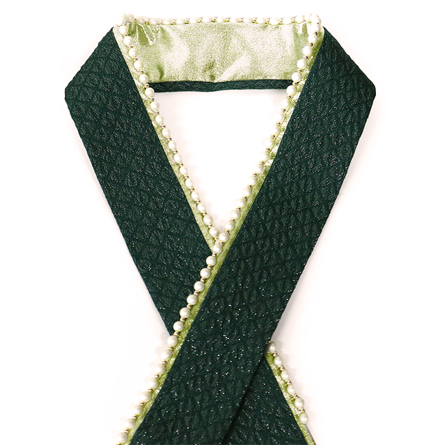 kimono cafe（キモノカフェ） 振袖 重ね衿 パール&ラメ 白 ゴールド 黒