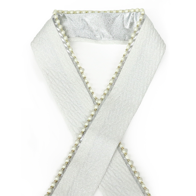 kimono cafe（キモノカフェ） 振袖 重ね衿 パール&ラメ 白 ゴールド 黒