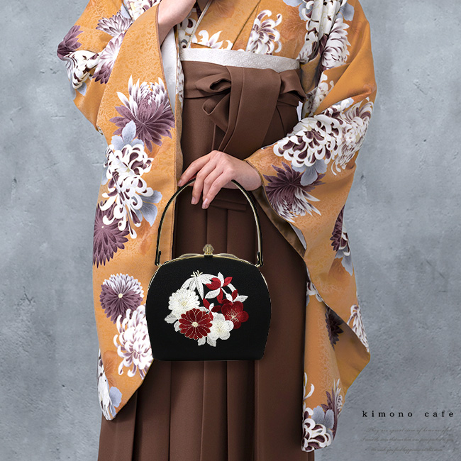 成人式　振袖　着物　バッグ　美品 kimono cafe 振袖 バッグ 単品 四君子 刺繍 高級バッグ 日本製