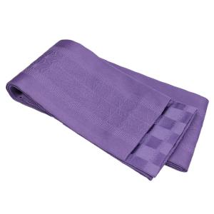 浴衣帯 袴帯 麻の葉柄で使いやすい基本の半巾帯 ポリエステル 洗える 細帯 小袋帯 紫 シルバー 水...
