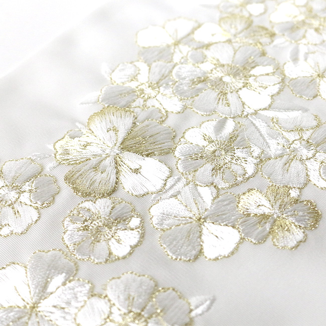 kimono cafe（キモノカフェ） 振袖 刺繍半衿 辻が花 白 金 ゴールド