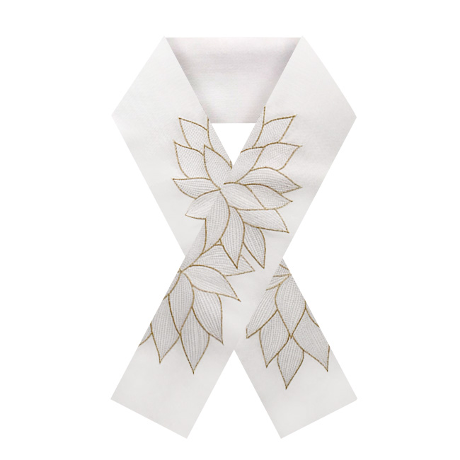 kimono cafe（キモノカフェ） 振袖用半衿 刺繍半衿 蓮の花 金 黒 白