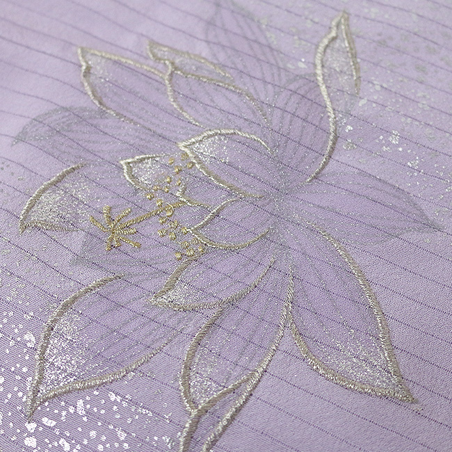 kimono cafe 絽 帯揚 月下美人刺繍 箔散らし 礼装 洒落 夏用