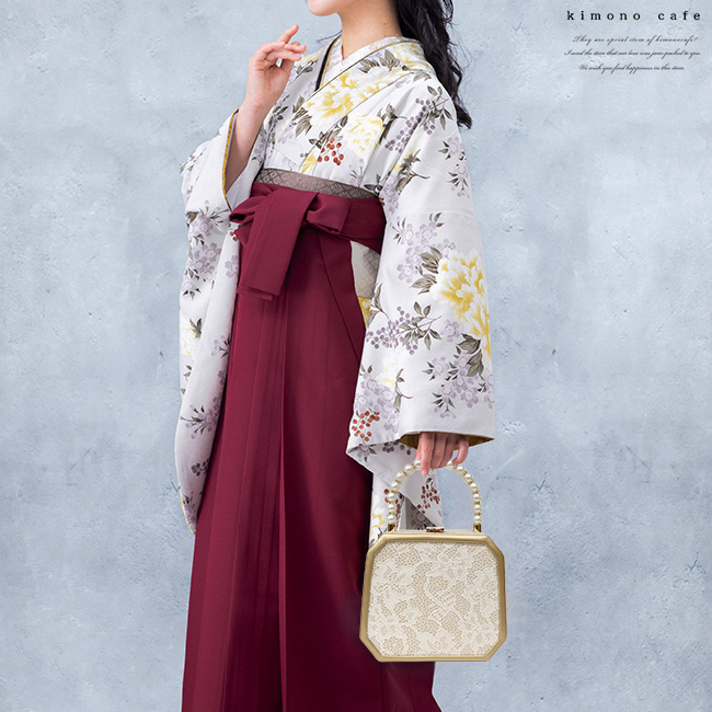 kimono cafe（キモノカフェ） バッグ 振袖 袴 オクタゴン型 パール 
