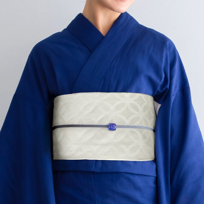 kimono cafe（キモノカフェ） 浴衣帯 作り帯 七宝柄 ストライプ 格子