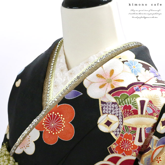 kimono cafe（キモノカフェ） 重ね衿 ラインストーン 砂子 ホワイト