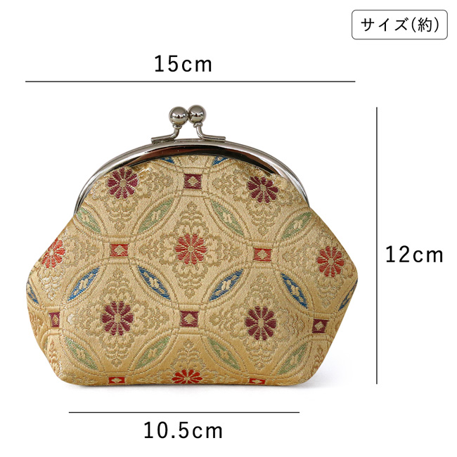 kimono cafe（キモノカフェ） がま口 ポーチ金襴 親子がま口 ゴールド