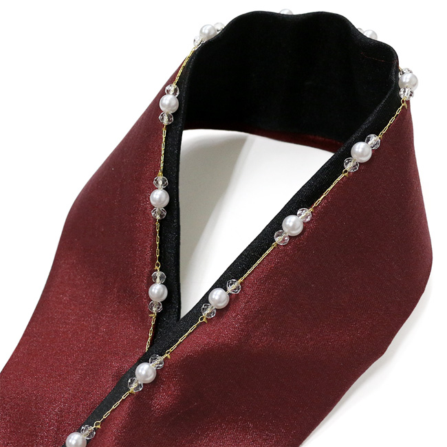 kimono cafe（キモノカフェ） 振袖 重ね衿 パール&チェーン 黒 赤