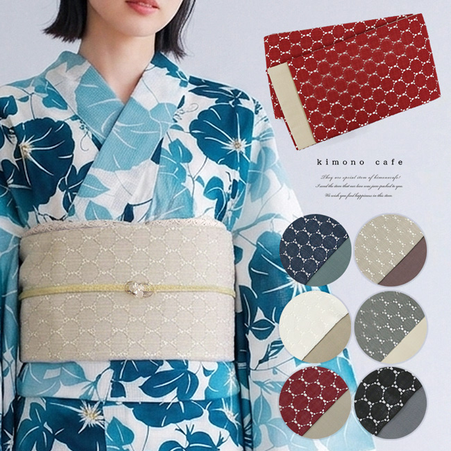 kimono cafe（キモノカフェ） 半幅帯 レース リバーシブル 浴衣 帯
