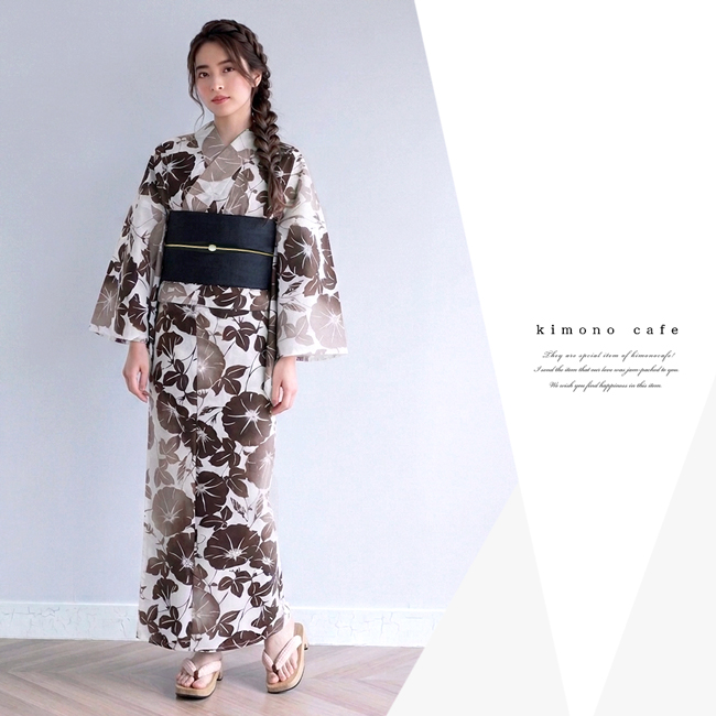 kimono cafe（キモノカフェ） 半巾帯 麻 無地 絣 横縞 半幅帯 浴衣帯