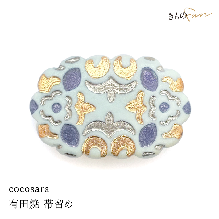 帯留め 有田焼  帯飾り cocosara 陶磁器 磁器 焼き物 金彩 銀彩 水引 金 銀 赤 水色  佐賀県 | ブランド登録なし | 03
