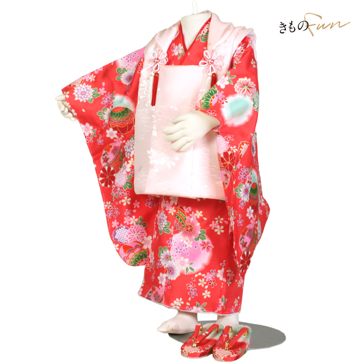 七五三 3歳 女の子 着物 被布 フルセット セット 販売 購入 被布セット 安い 衣装 草履 髪飾り 巾着 足袋 ピンク 紫 赤 オレンジ | ブランド登録なし | 04