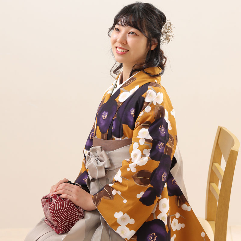 二尺袖袴セット きもの袴セット 4点セット レトロモダンぼかし椿