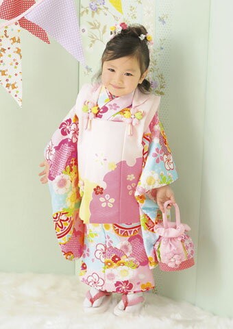 七五三 レンタル 着物 3歳 被布 女の子 フルセット 被布セット レトロ
