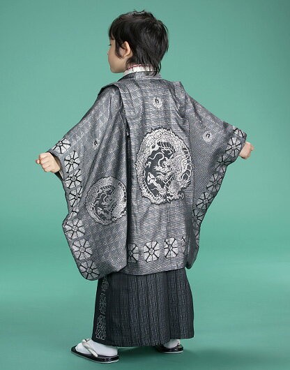 ひさかたろまんブランド着物♡七五三　5歳　男の子　セット　一式　黒 七五三 男の子 レンタル 5歳 羽織袴 フルセット 着物セット