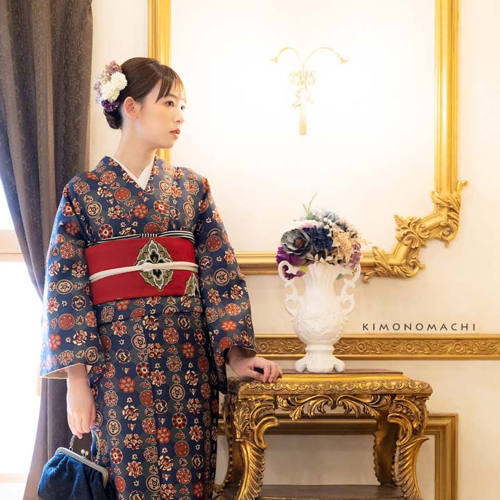 N-879◇美品５点セット 着物 正絹 成人式 振袖 長襦袢袋帯帯揚げ帯締め N-879◇美品5点セット 着物 正絹 成人式 振袖 長襦袢袋帯帯揚げ